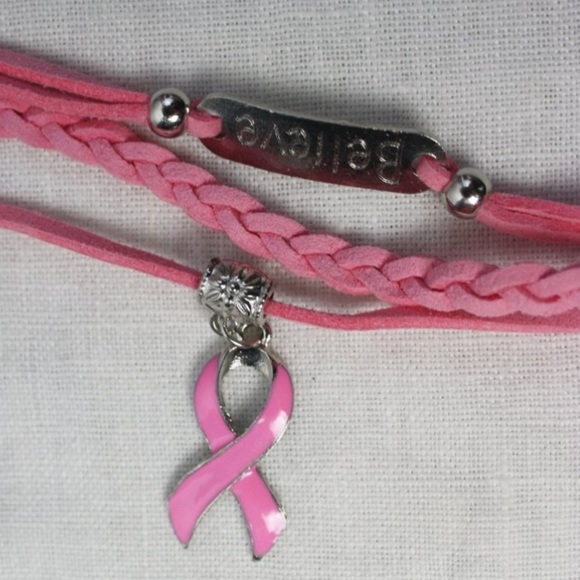 Breast Cancer Ribbon Charm Bracelets - Picture 3 of 4